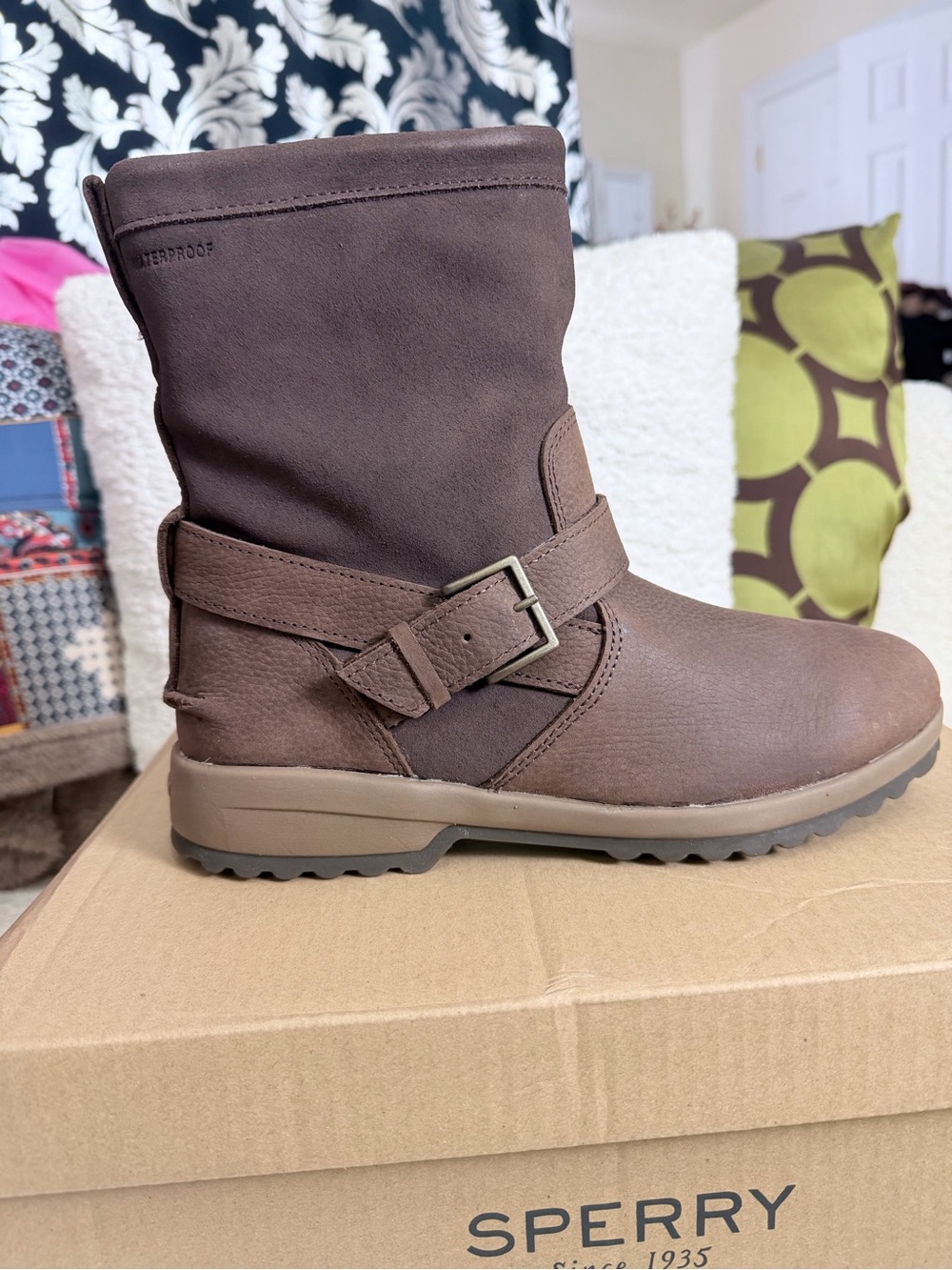 Sperry Women's Brown Waterproof Mid-Calf Buckle Boot